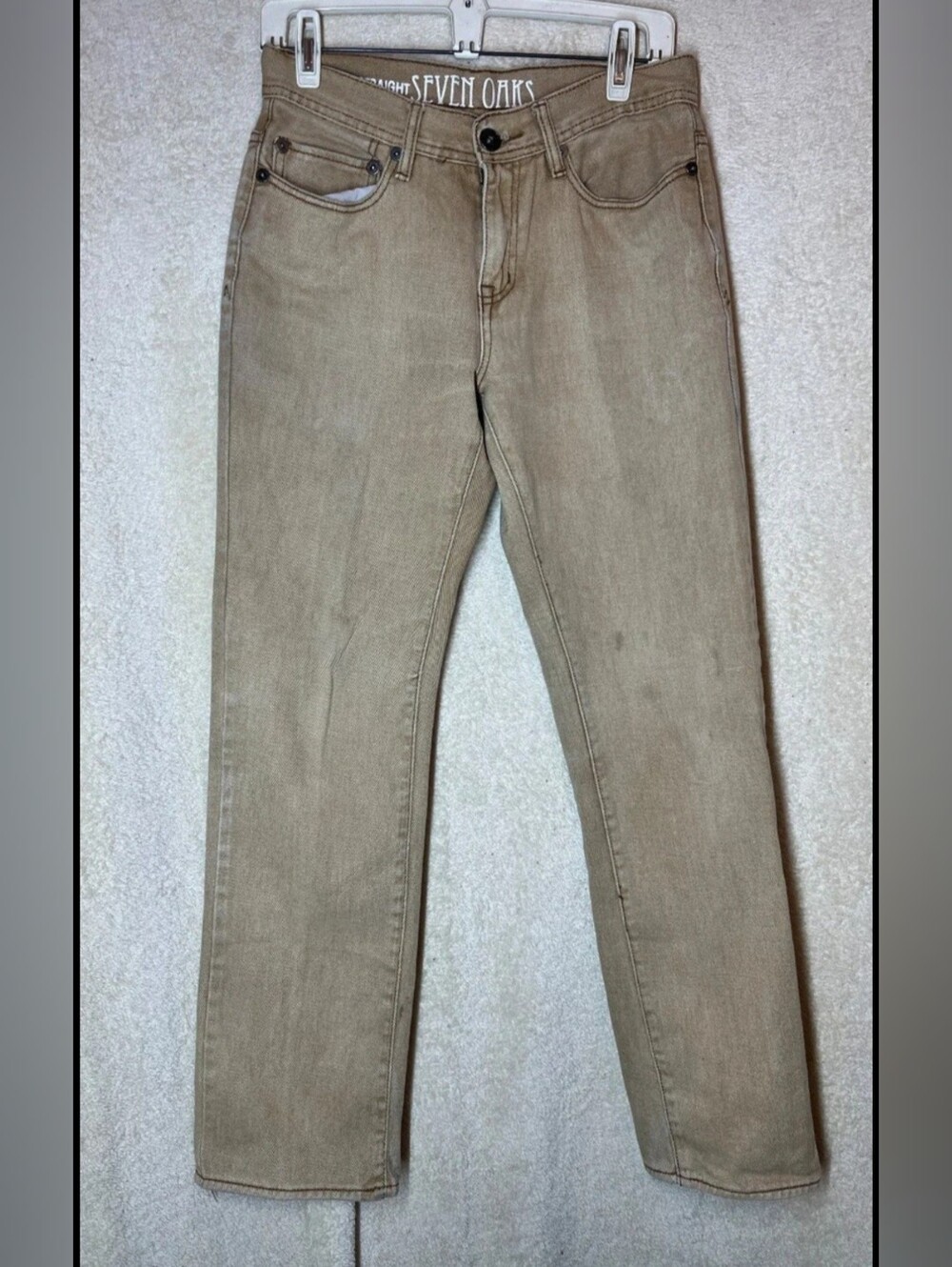 Seven Oaks Mens Jeans Slim Straight  Tan Size 30x32